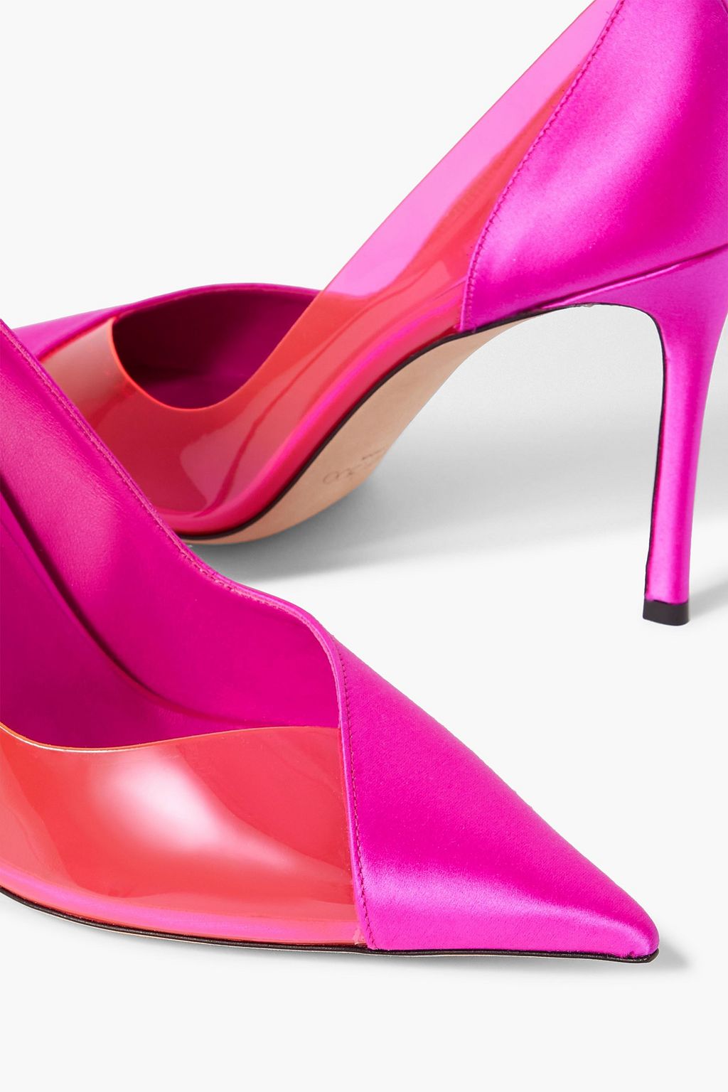 JIMMY CHOO Cass 95 satin and PVC pumps THE