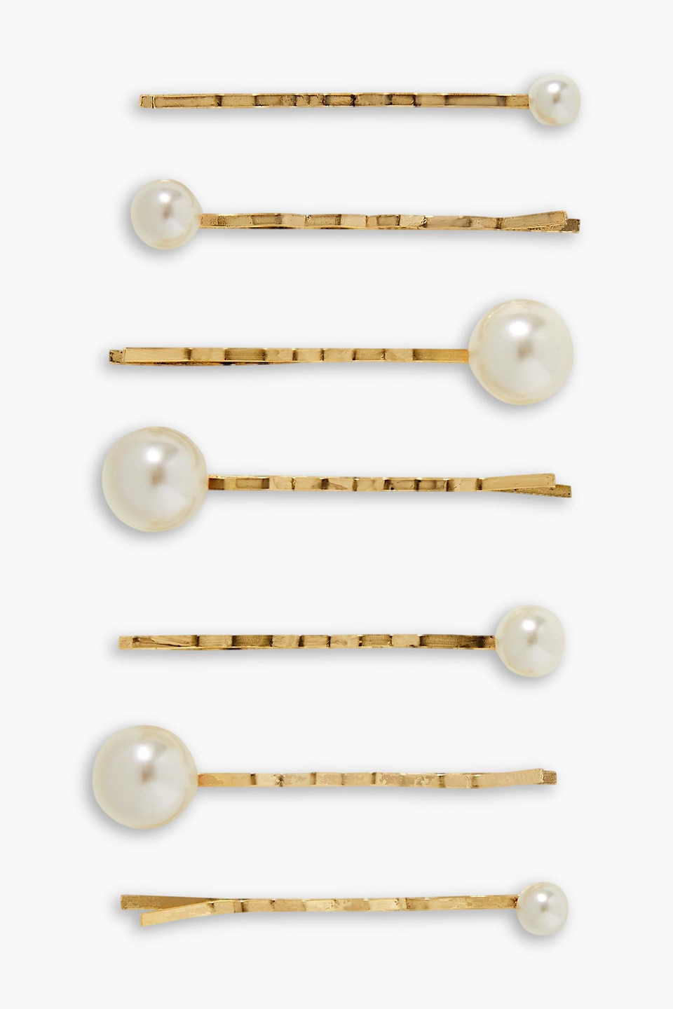 Jennifer Behr Set Of Seven Faux Pearl-embellished Gold-tone Hair Slides