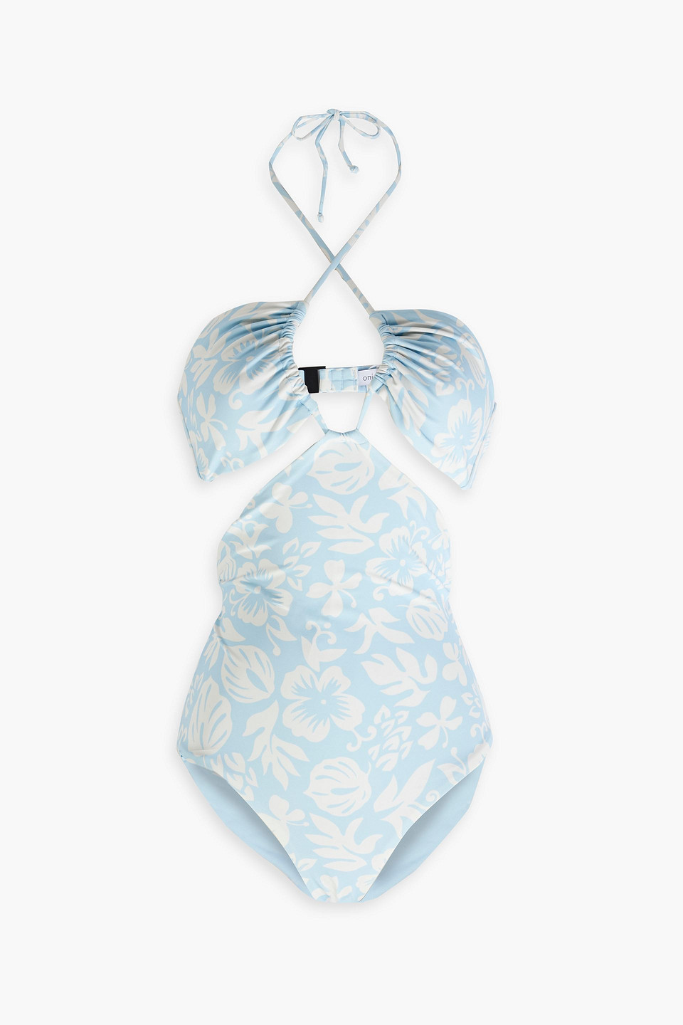 Onia Cutout Printed Swimsuit In Sky Blue