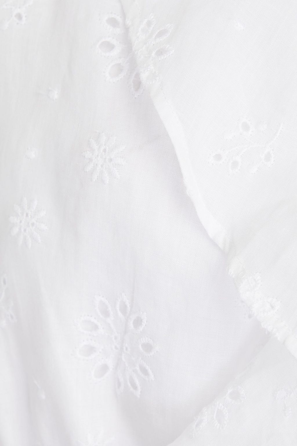 FRAME Ruffled broderie anglaise ramie blouse