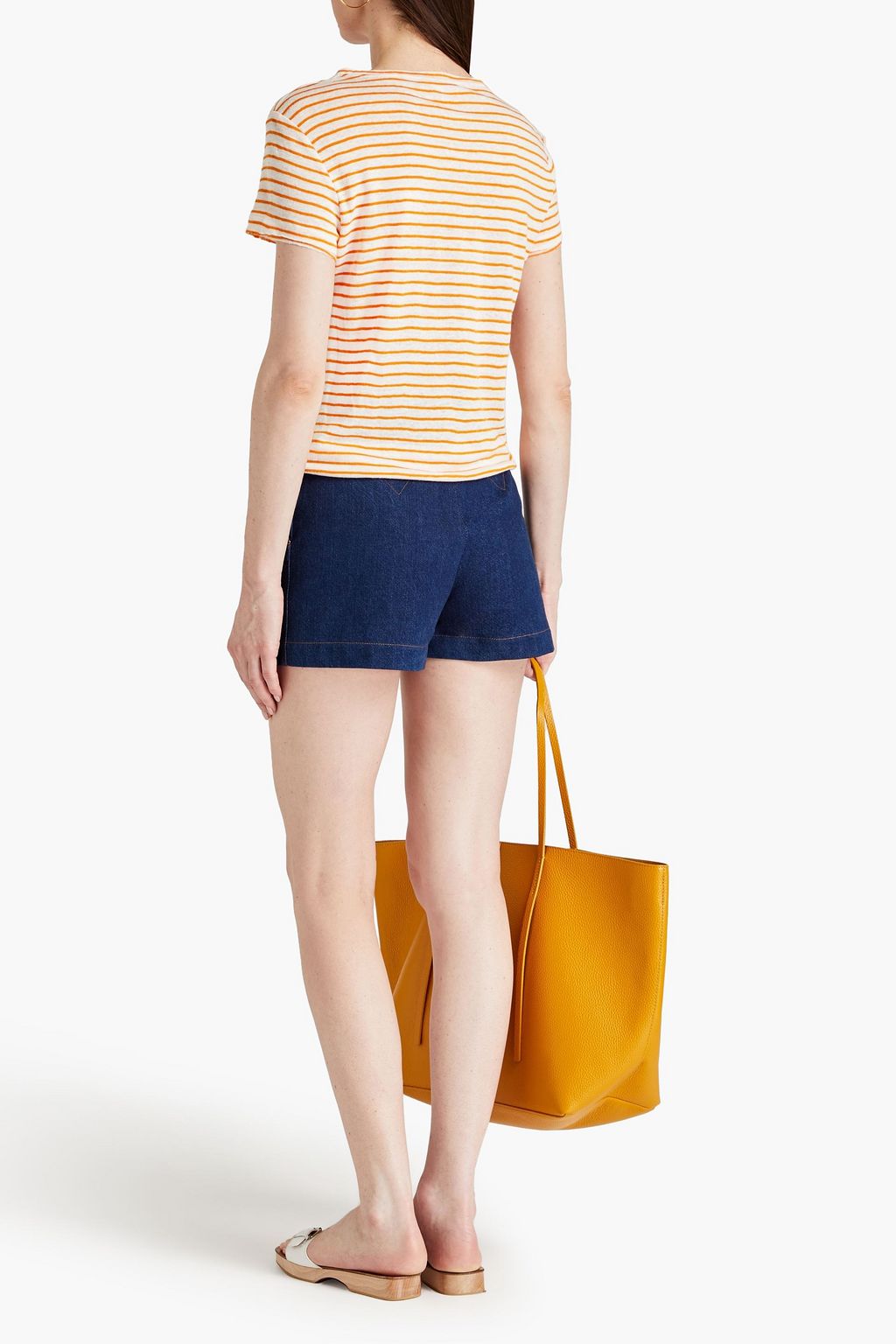 FRAME Easy True striped linen-jersey T-shirt