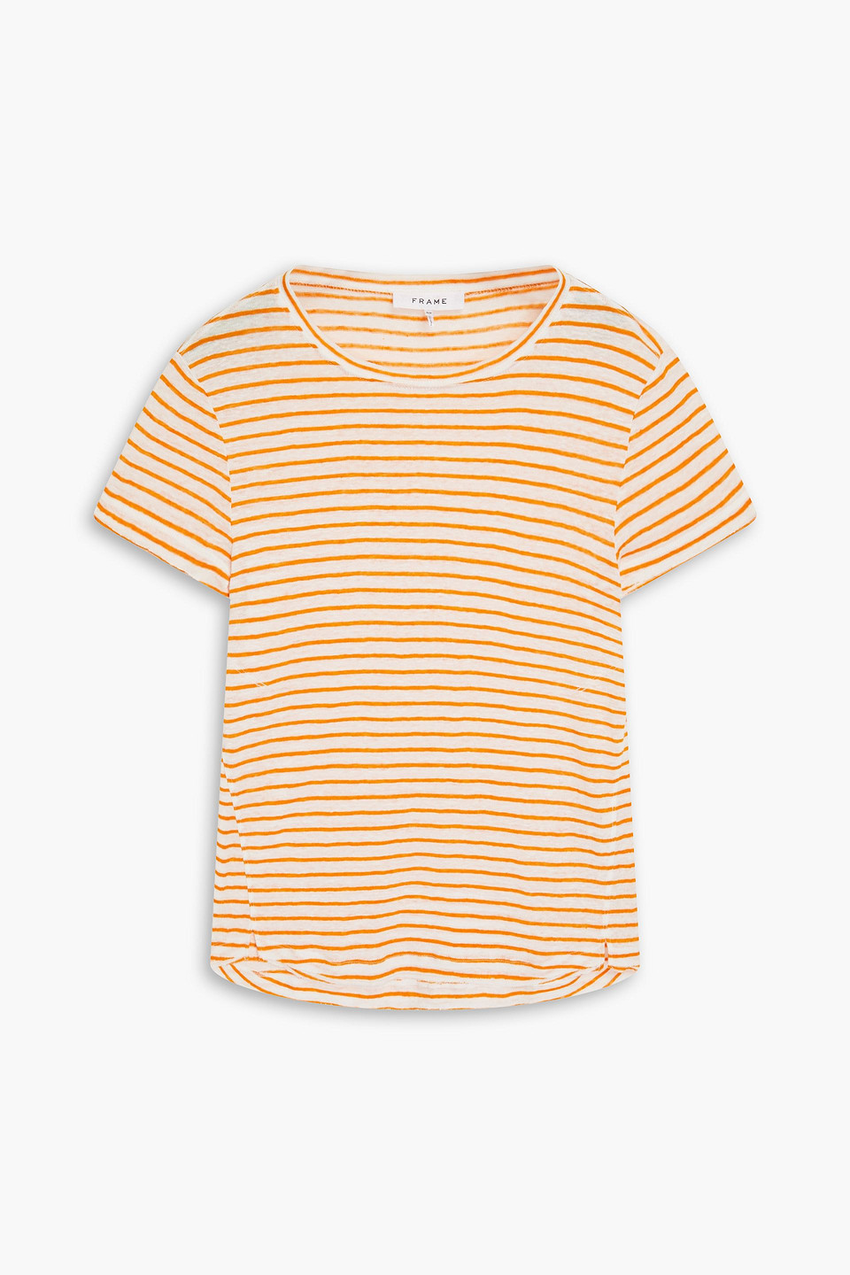 Frame Easy True T-shirt Aus Leinen-jersey Mit Streifen In Orange