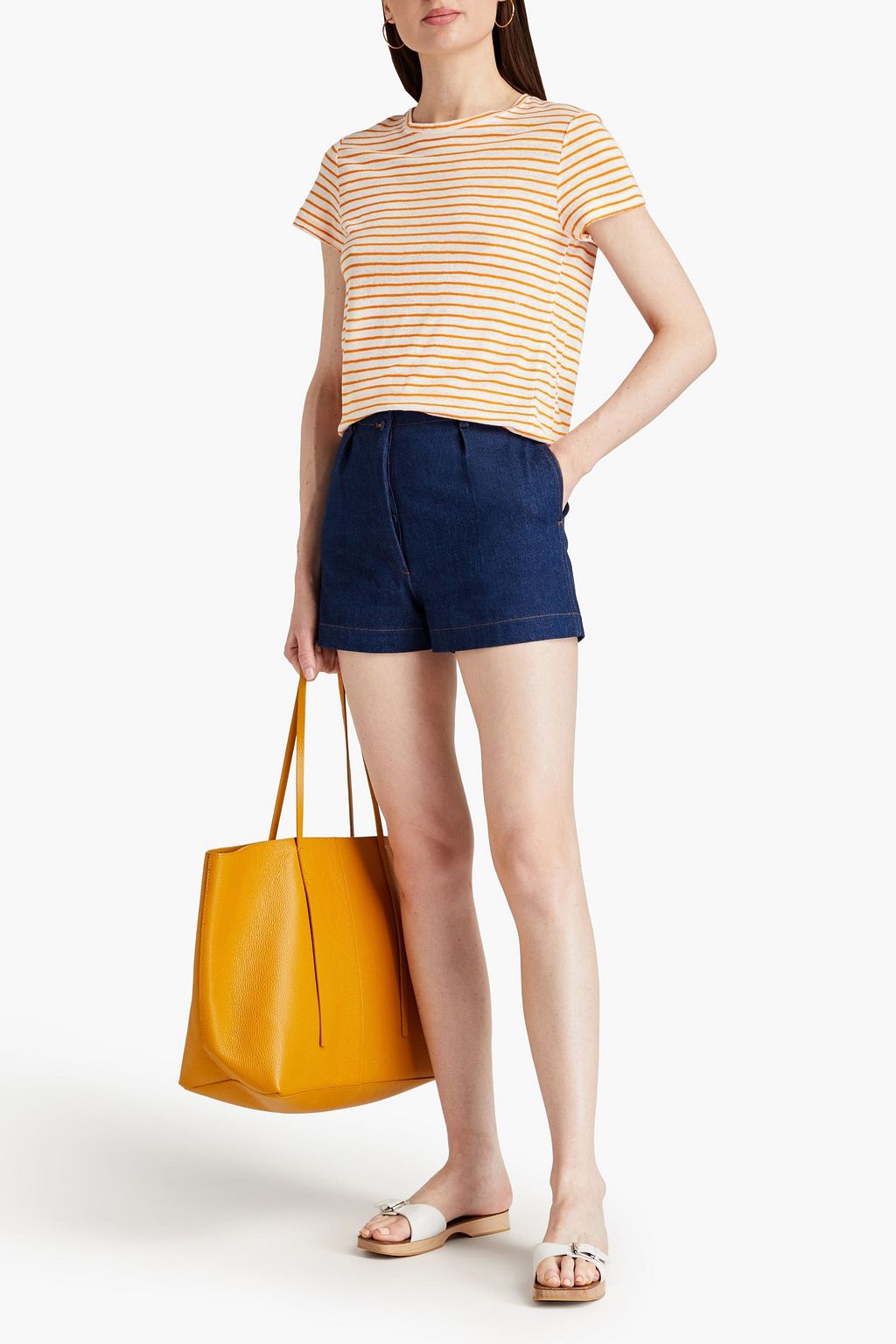 FRAME Easy True striped linen-jersey T-shirt