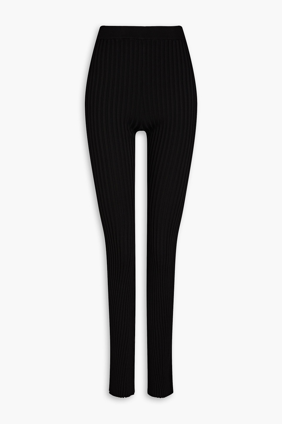 Good American Ribbed-knit Bootcut Trousers In Black