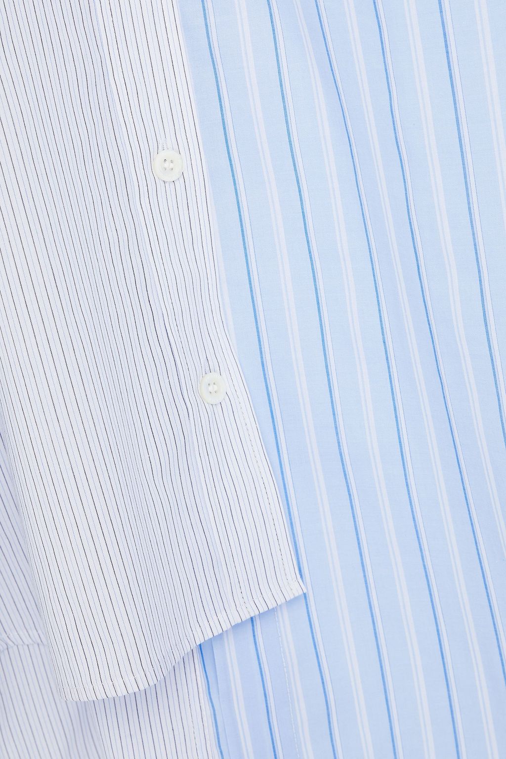 FRAME 비대칭 투톤 스트라이프 코튼 포플린 셔츠