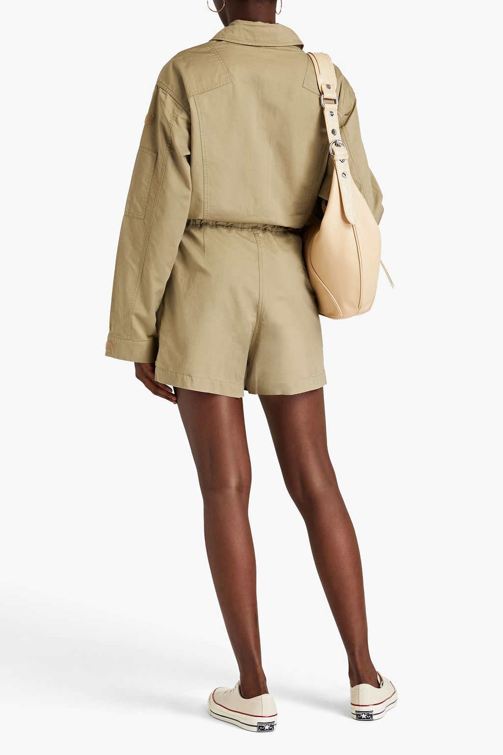 GOOD AMERICAN Appliquéd cotton-canvas playsuit