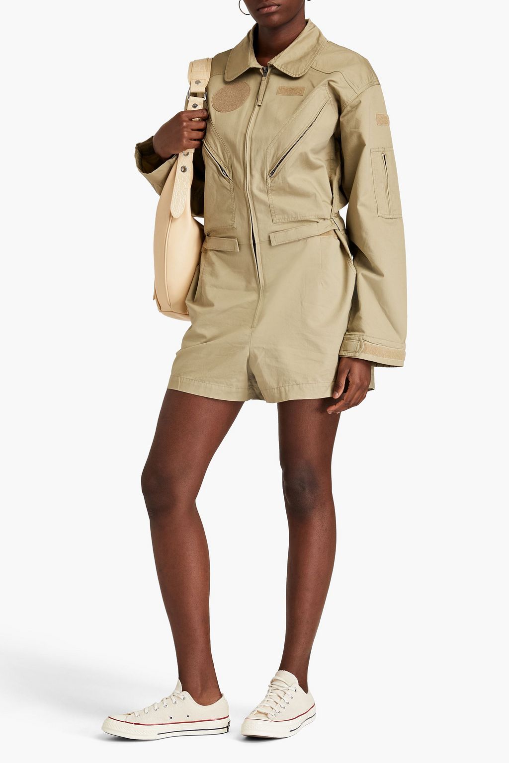 GOOD AMERICAN Appliquéd cotton-canvas playsuit
