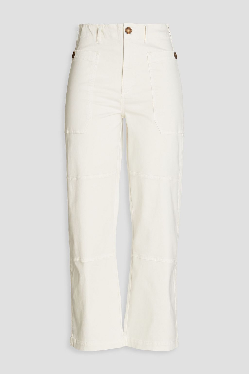 Cropped cotton-twill straight-leg pants