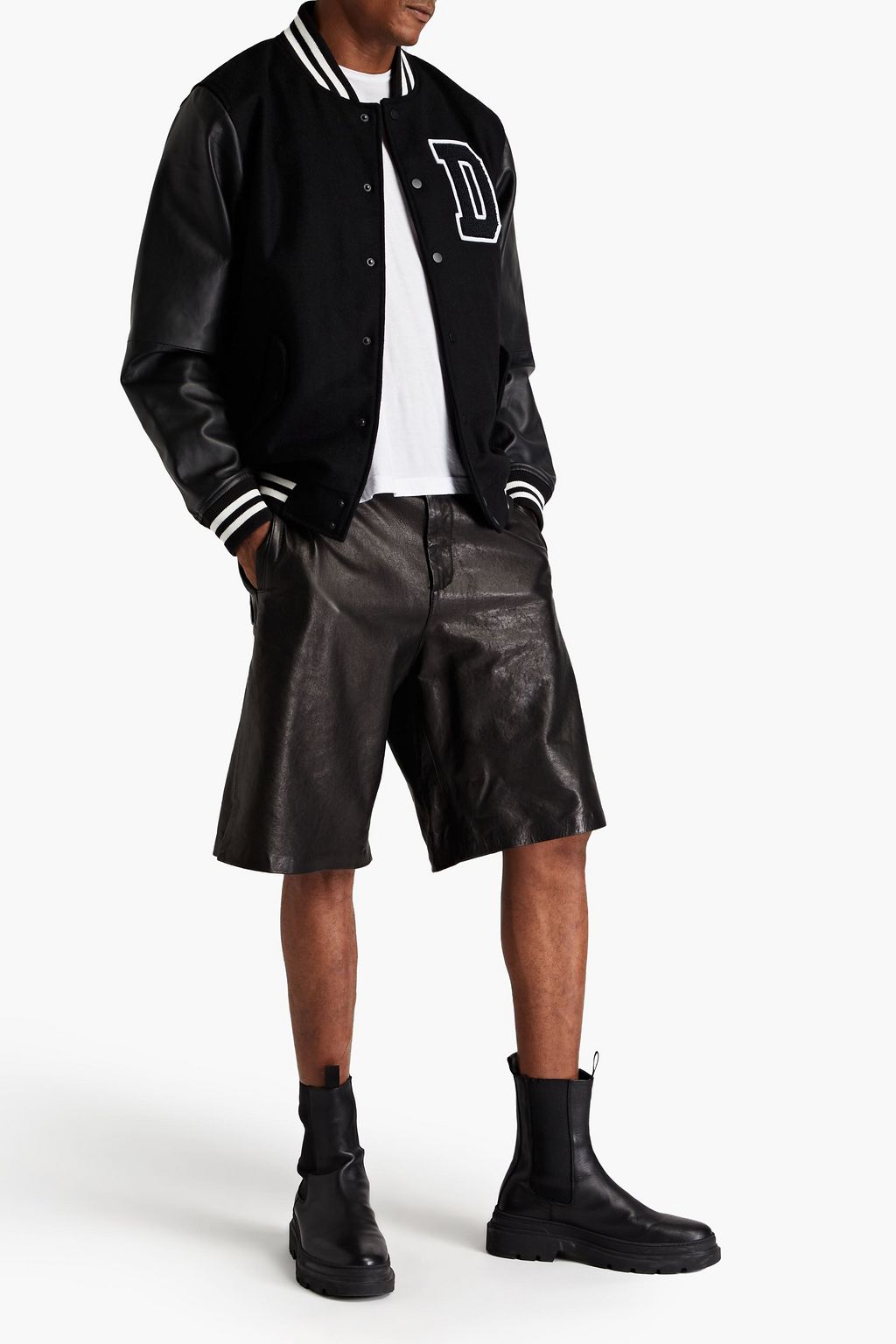 DEADWOOD Kit leather and wool-felt bomber jacket