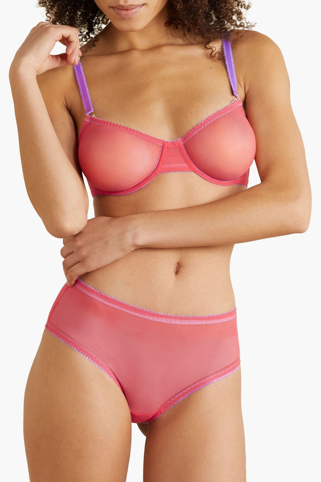 DORA LARSEN Gracie stretch-tulle underwired balconette bra