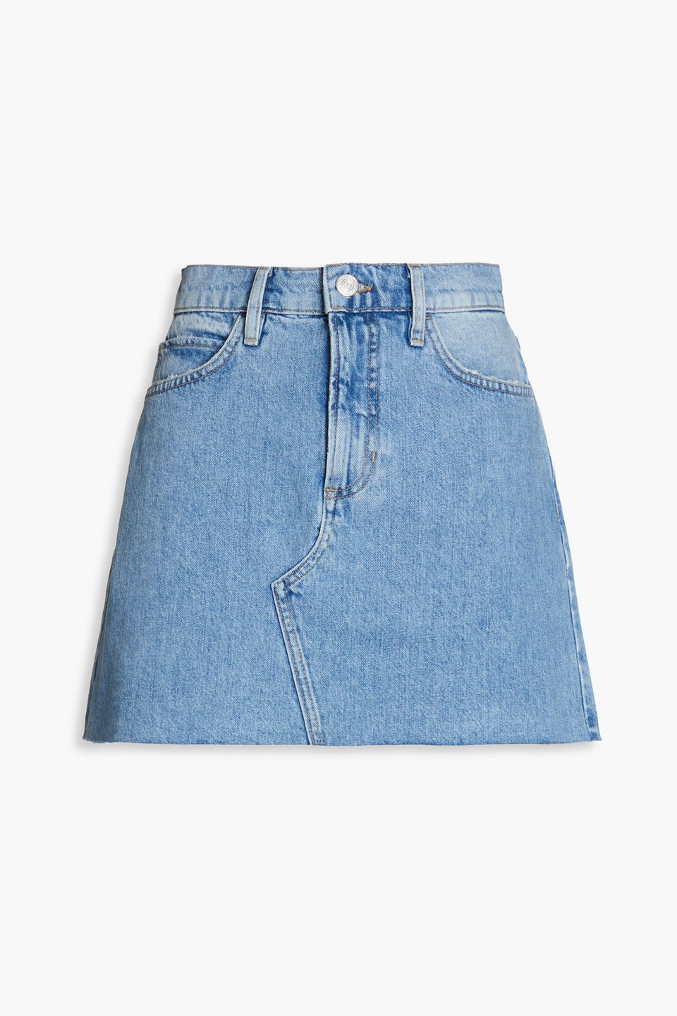 Shop Frame Le High N Tight Denim Mini Skirt In Light Denim