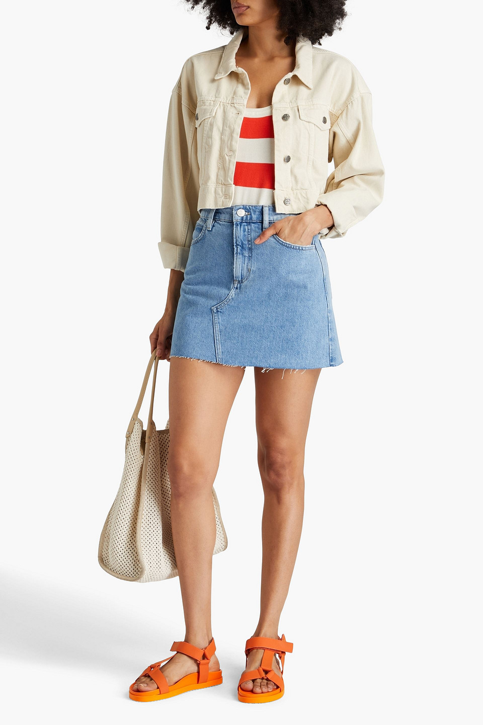 Shop Frame Le High 'n' Tight Denim Mini Skirt In Light Denim