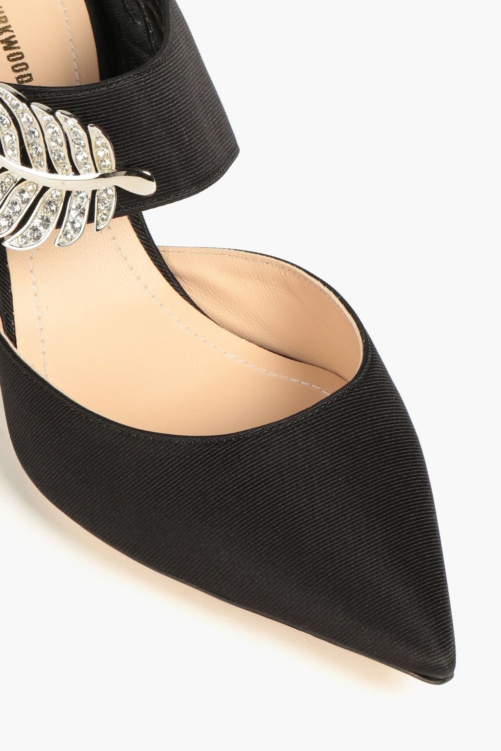 NICHOLAS KIRKWOOD Crystal-embellished silk-ottoman mules