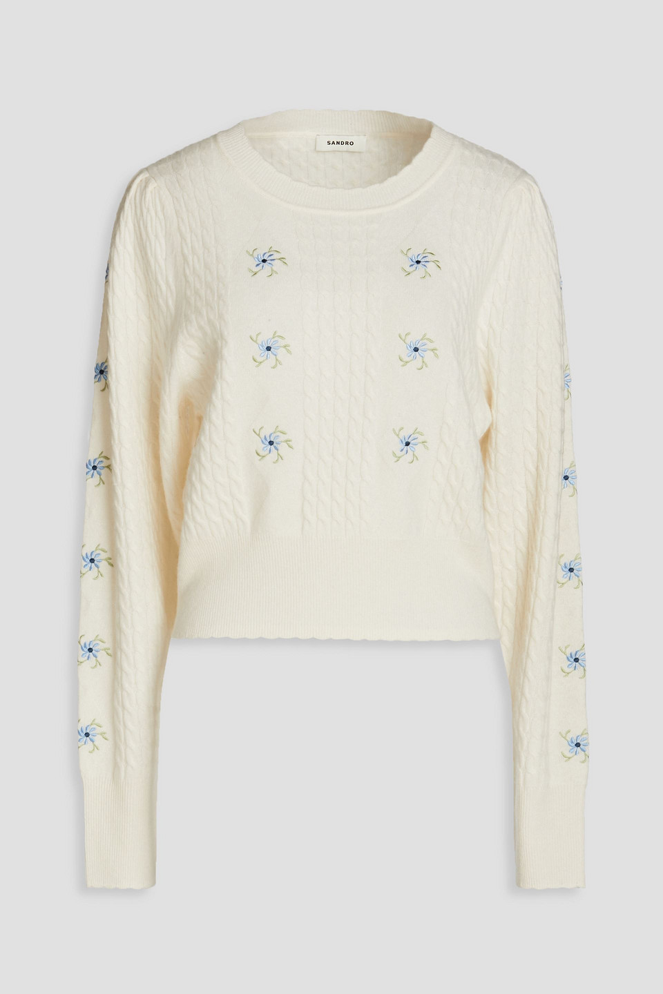 Sandro Pullover Aus Einer Woll-kaschmirmischung Mit Stickereien In Off-white