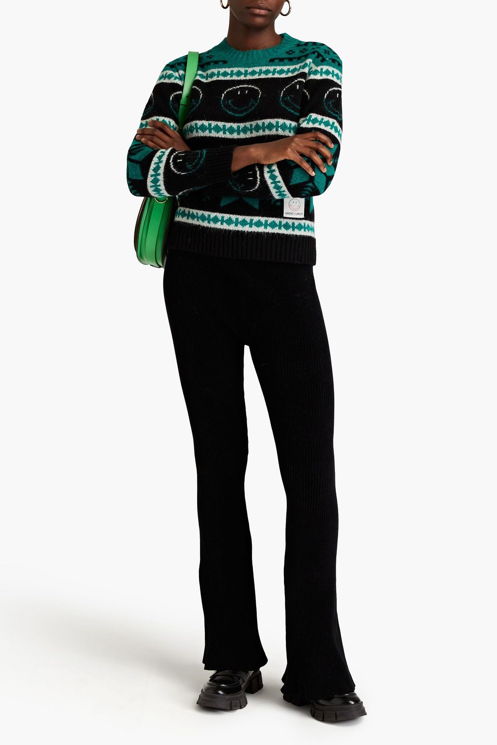 SANDRO Jacquard-knit wool-blend sweater