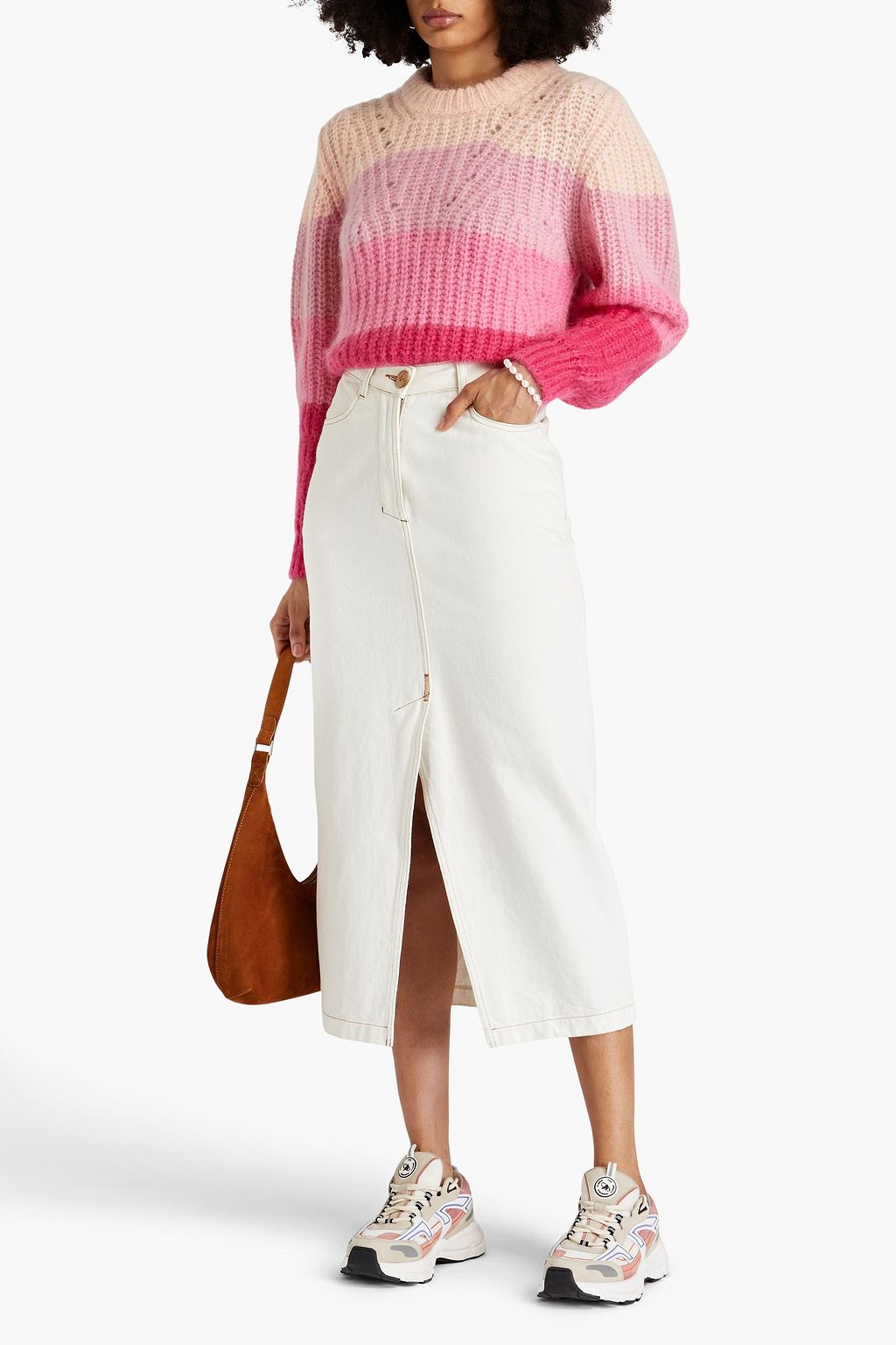 SANDRO Color-block ribbed-knit sweater | THE OUTNET