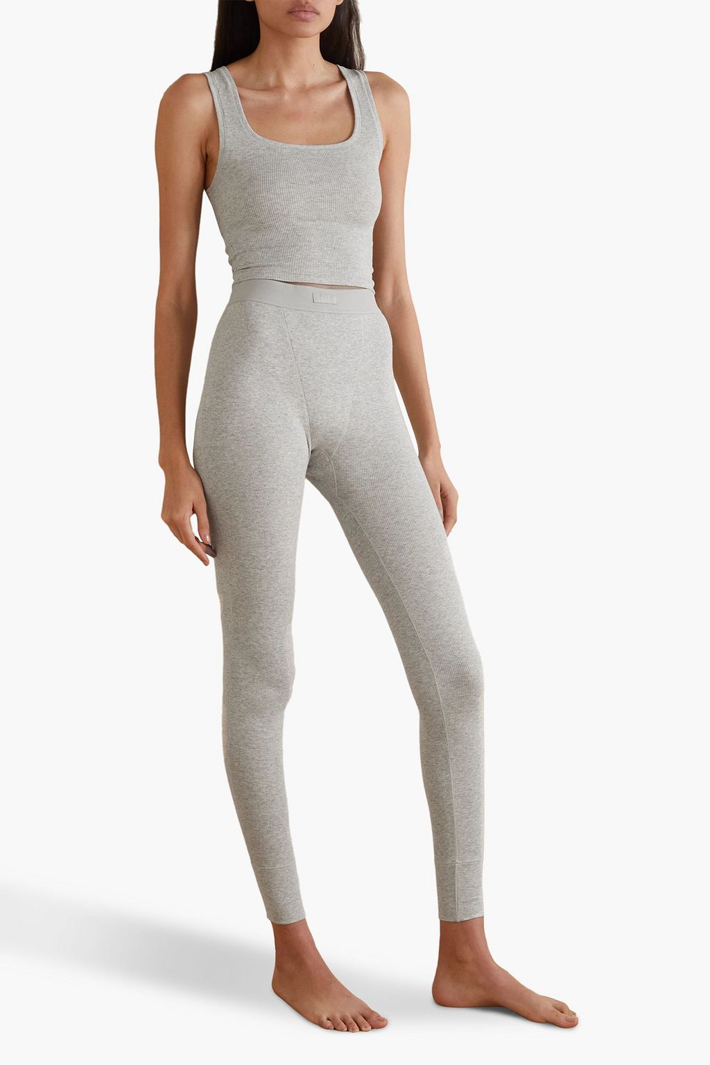 SKIMS Ribbed cotton-blend jersey leggings
