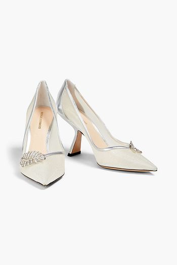 NICHOLAS KIRKWOOD Embellished croc-effect leather pumps