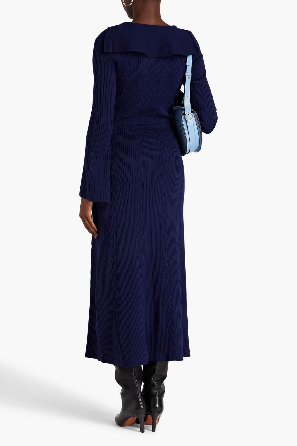 SANDRO Midikleid mit Zopfstrickmuster