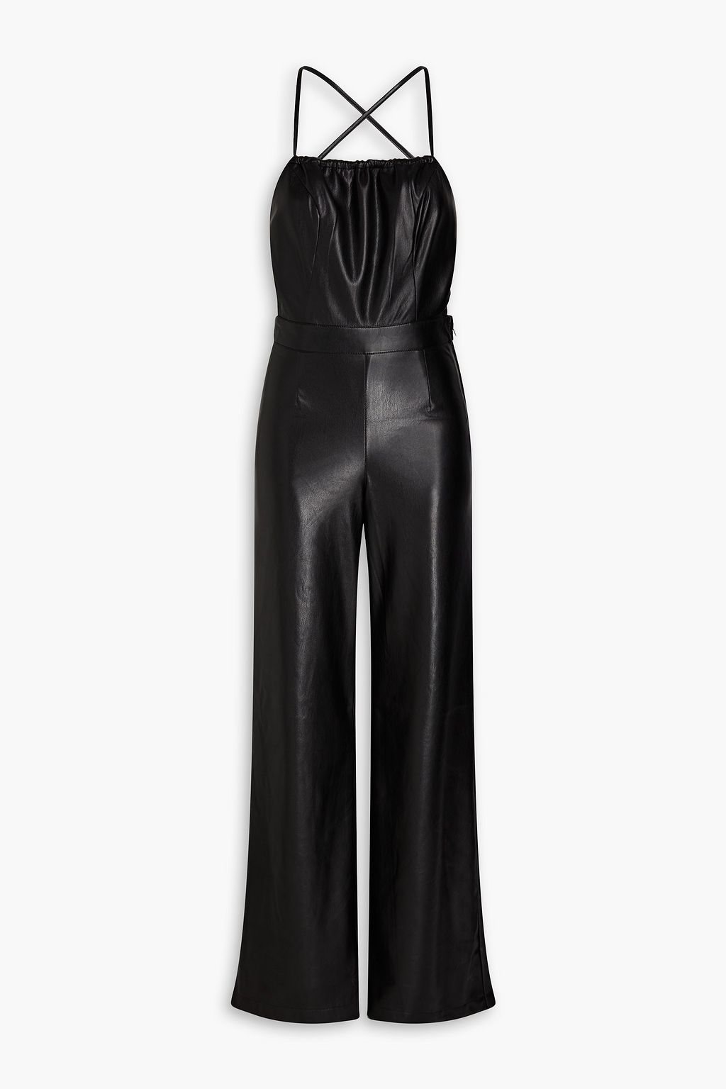 GOOD AMERICAN Faux leather wide-leg jumpsuit