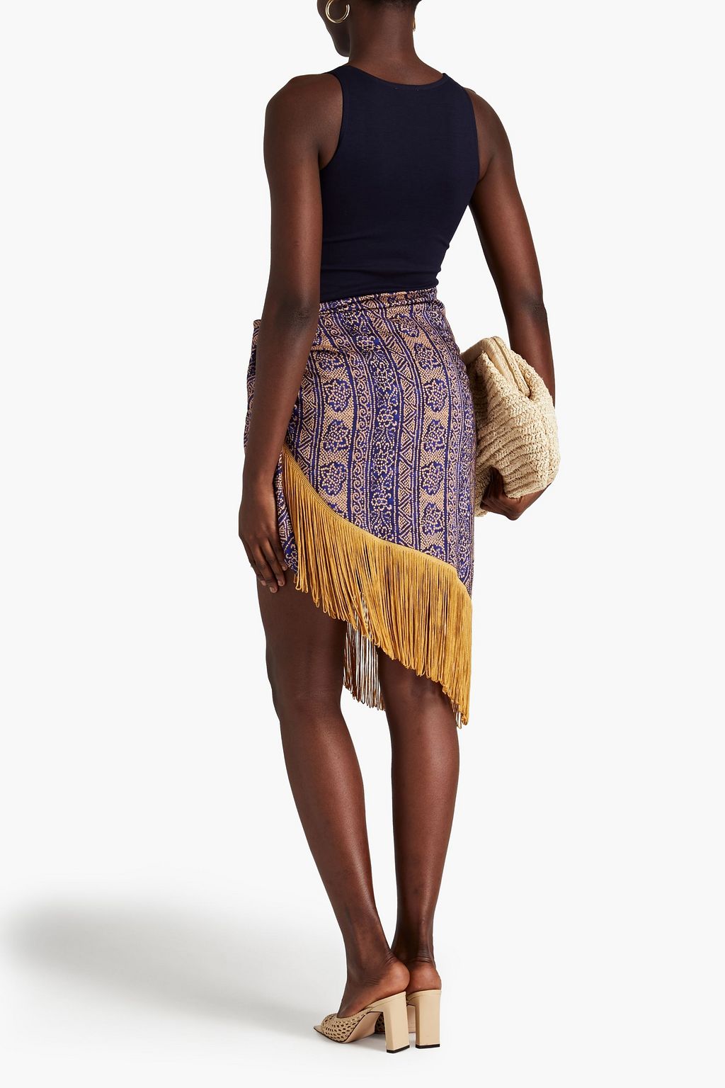 VIX PAULA HERMANNY Bandhani Klein fringed printed voile pareo