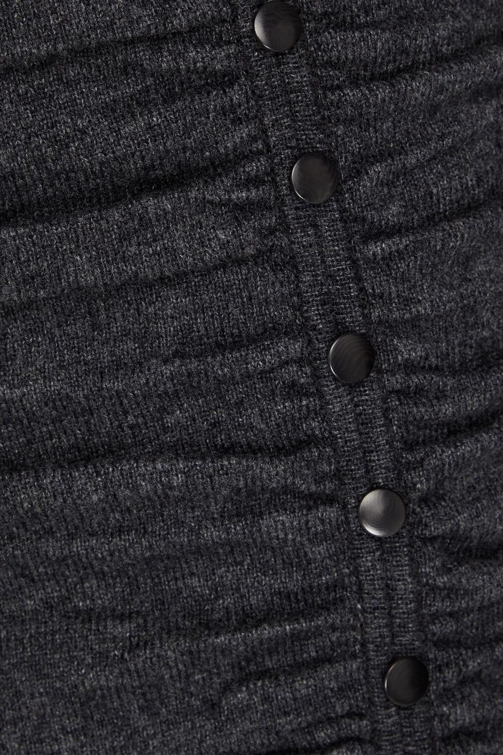 SANDRO Ruched ribbed wool-blend midi dress
