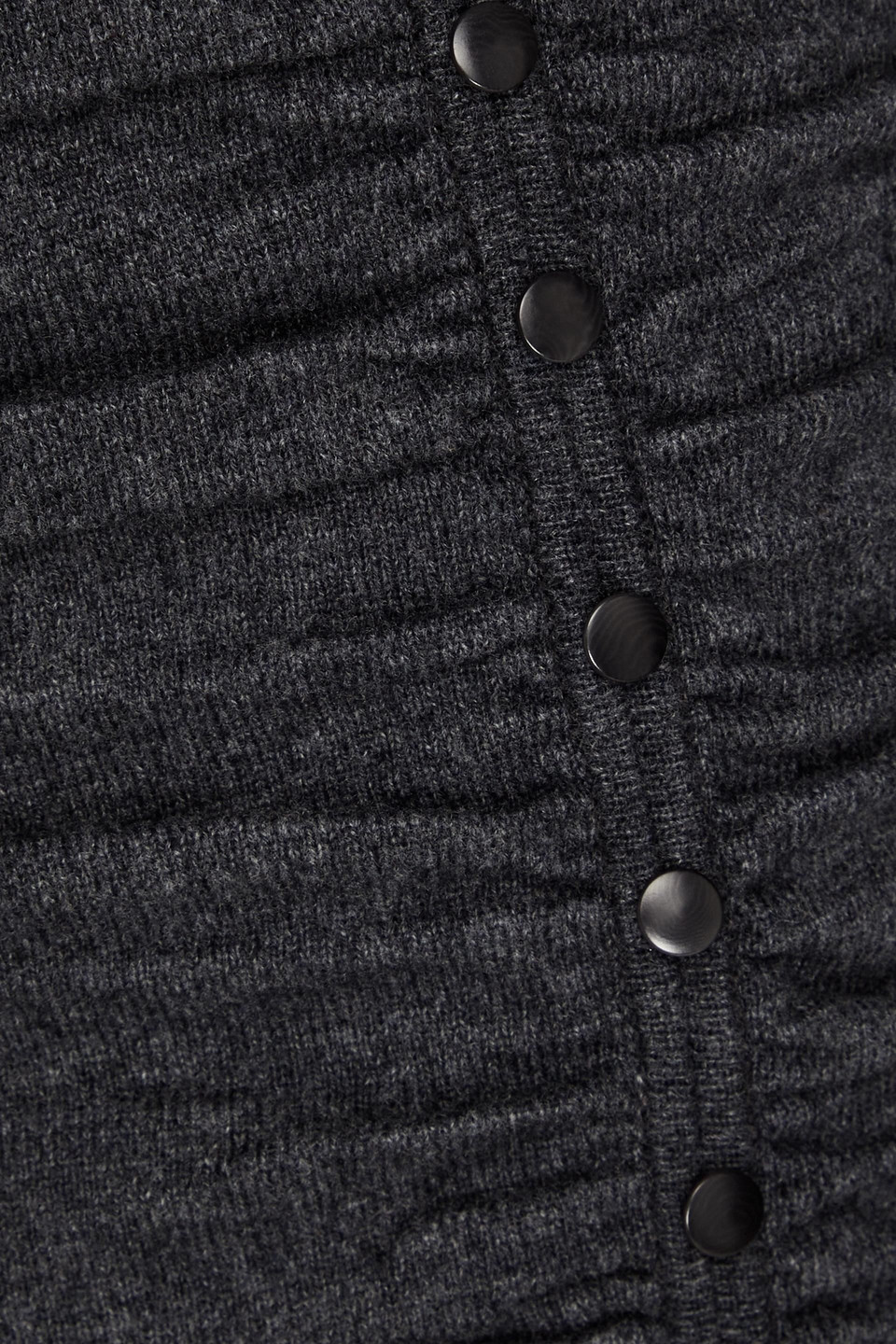 Sandro Ruched Ribbed Wool-blend Midi Dress In Gray