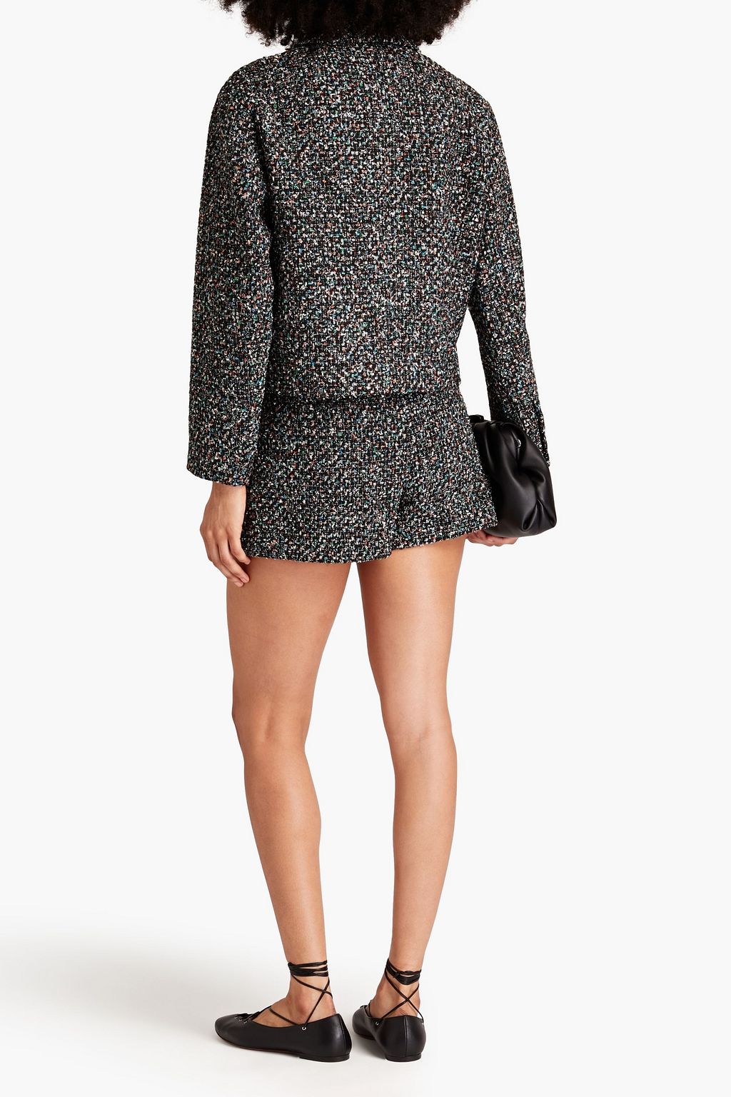 SANDRO Double-breasted metallic tweed jacket