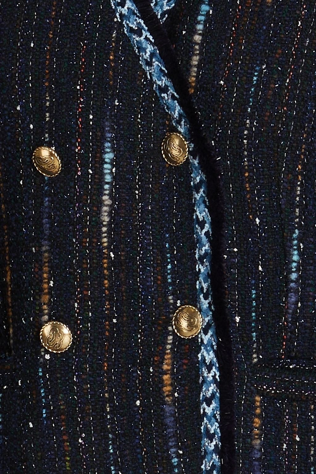 SANDRO Double-breasted metallic tweed jacket