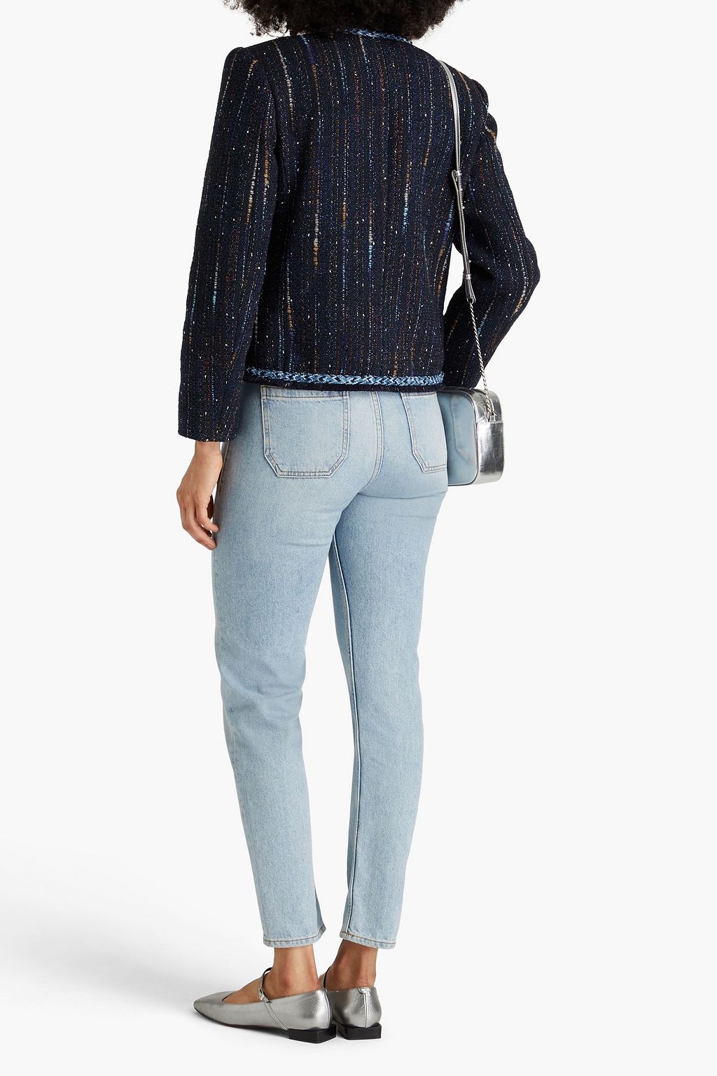 SANDRO Double-breasted metallic tweed jacket