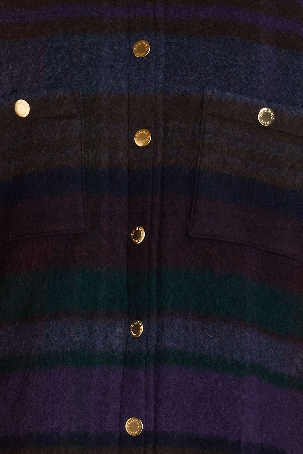 SANDRO Fringed checked wool-blend felt jacket