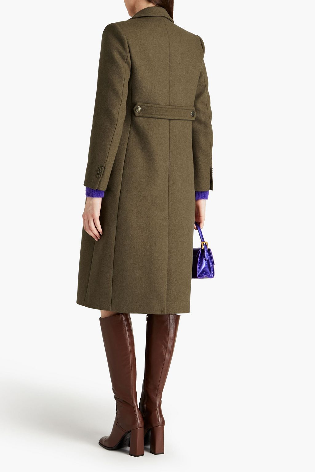 SANDRO Double-breasted wool-blend felt coat