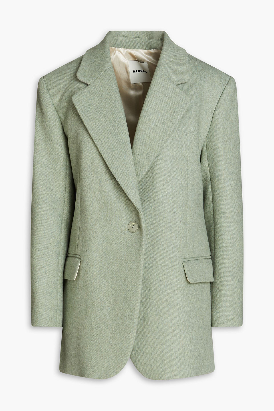 Sandro Meg Wool-blend Twill Blazer In Green