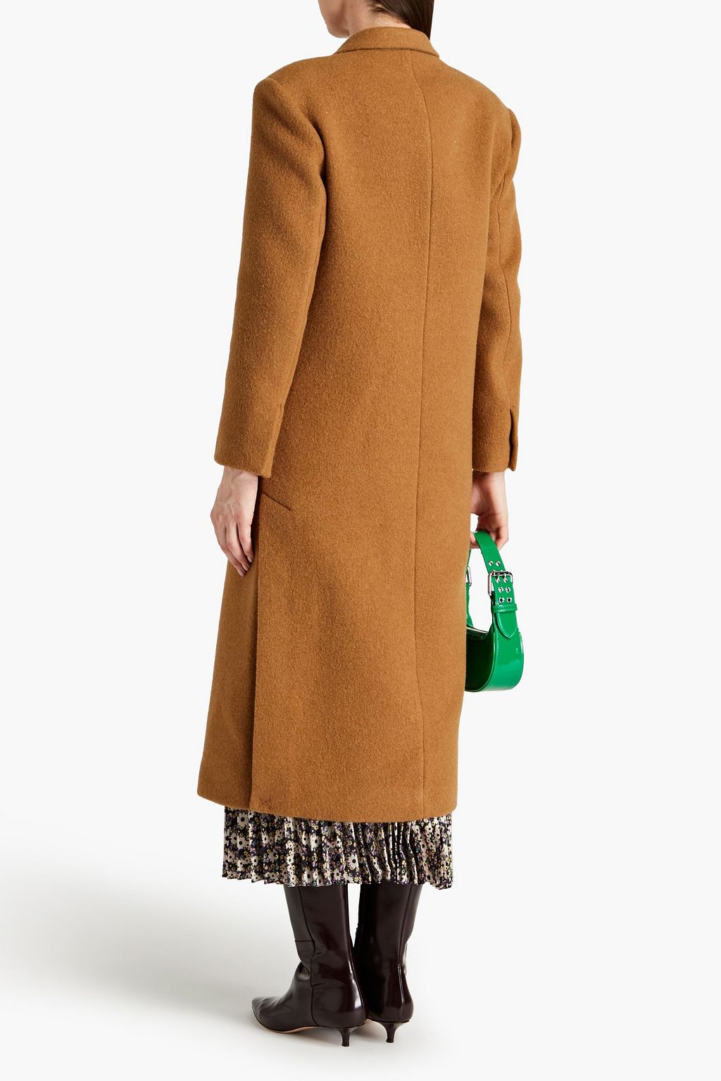 SANDRO Double-breasted wool-blend felt coat