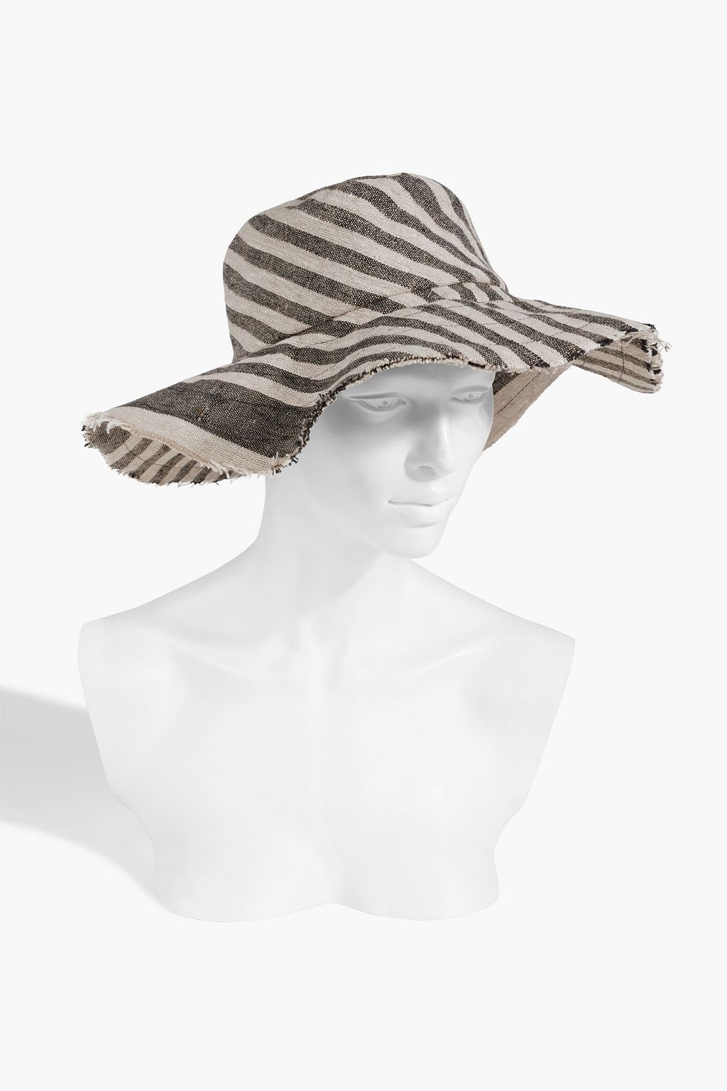 GIGI BURRIS MILLINERY قبعة شمس “فرانسيس” من الكتان بتصميم مخطط