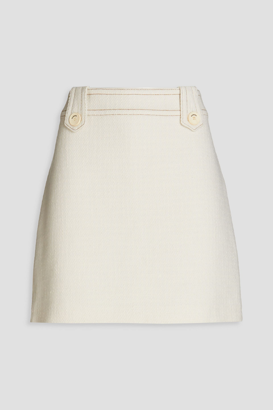 sandro - cotton-blend tweed mini skirt - white - fr 40