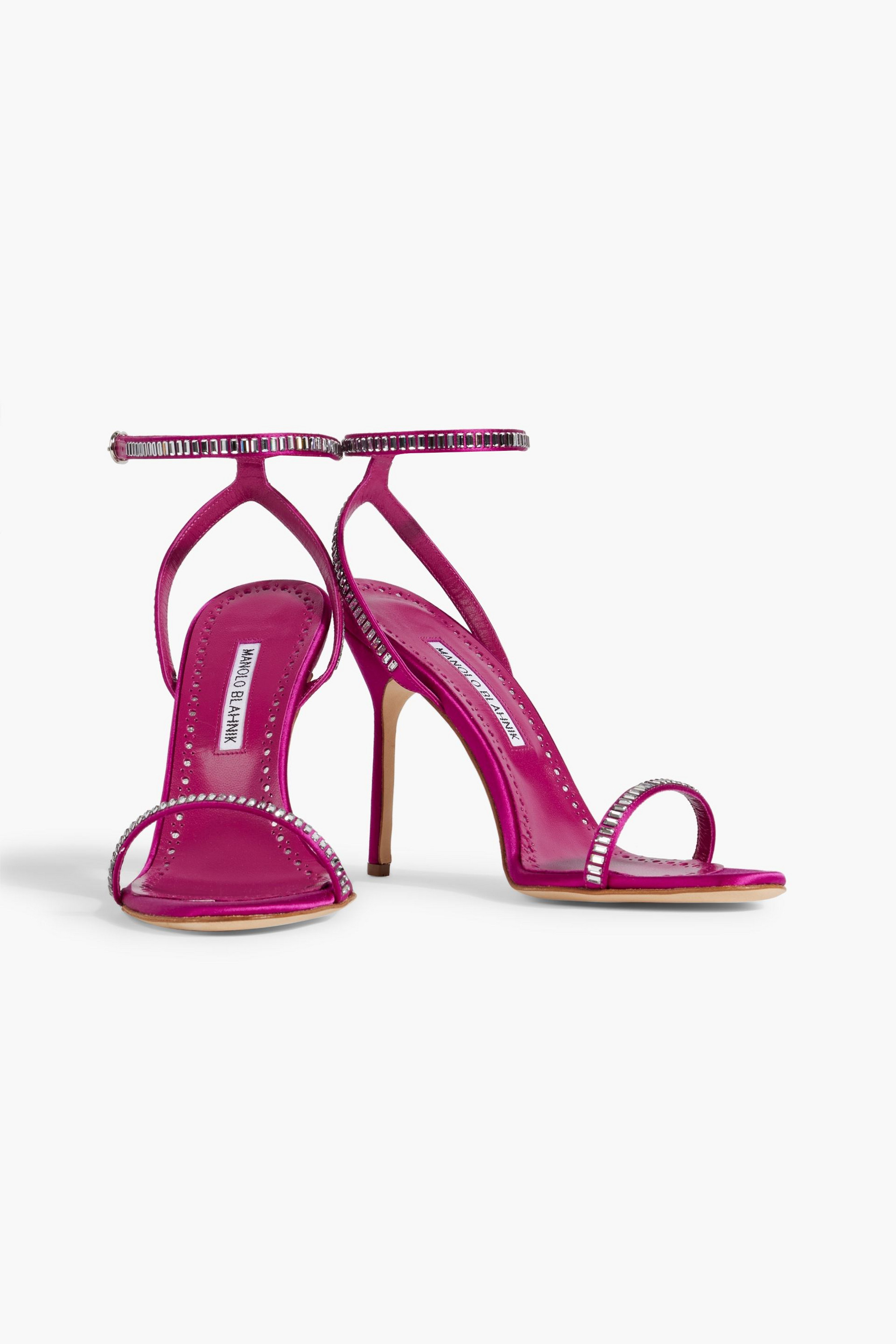 MANOLO BLAHNIK Crinastra 105 crystal-embellished satin sandals