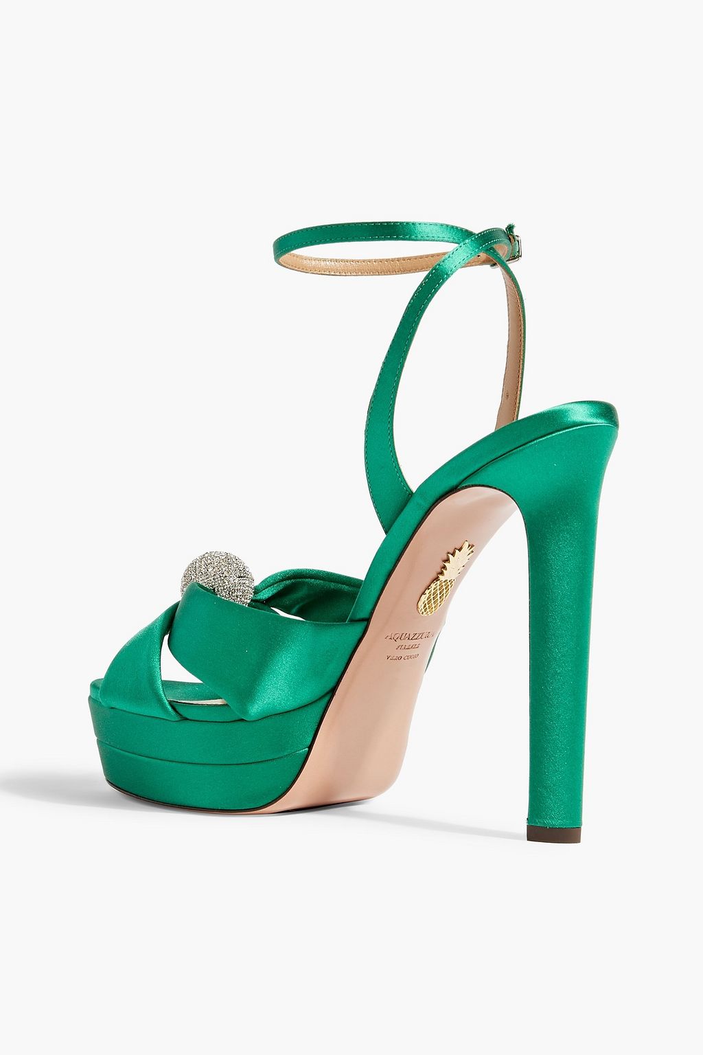 AQUAZZURA Yes Darling Plateau 130 crystal-embellished satin platform sandals