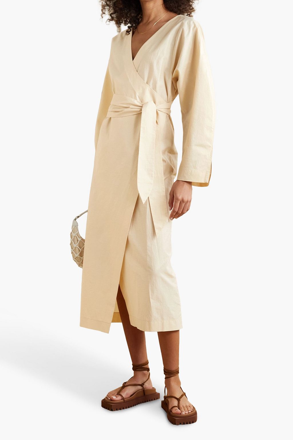 NANUSHKA Canyon open-back cotton-blend poplin midi wrap dress