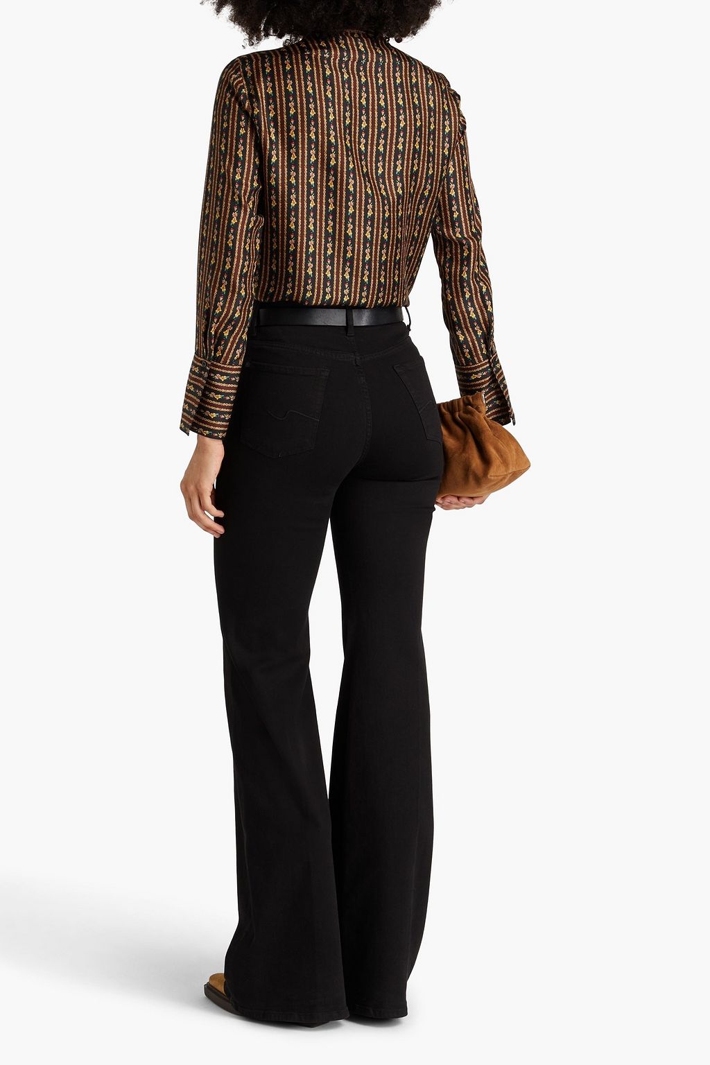 SANDRO Printed silk-twill shirt