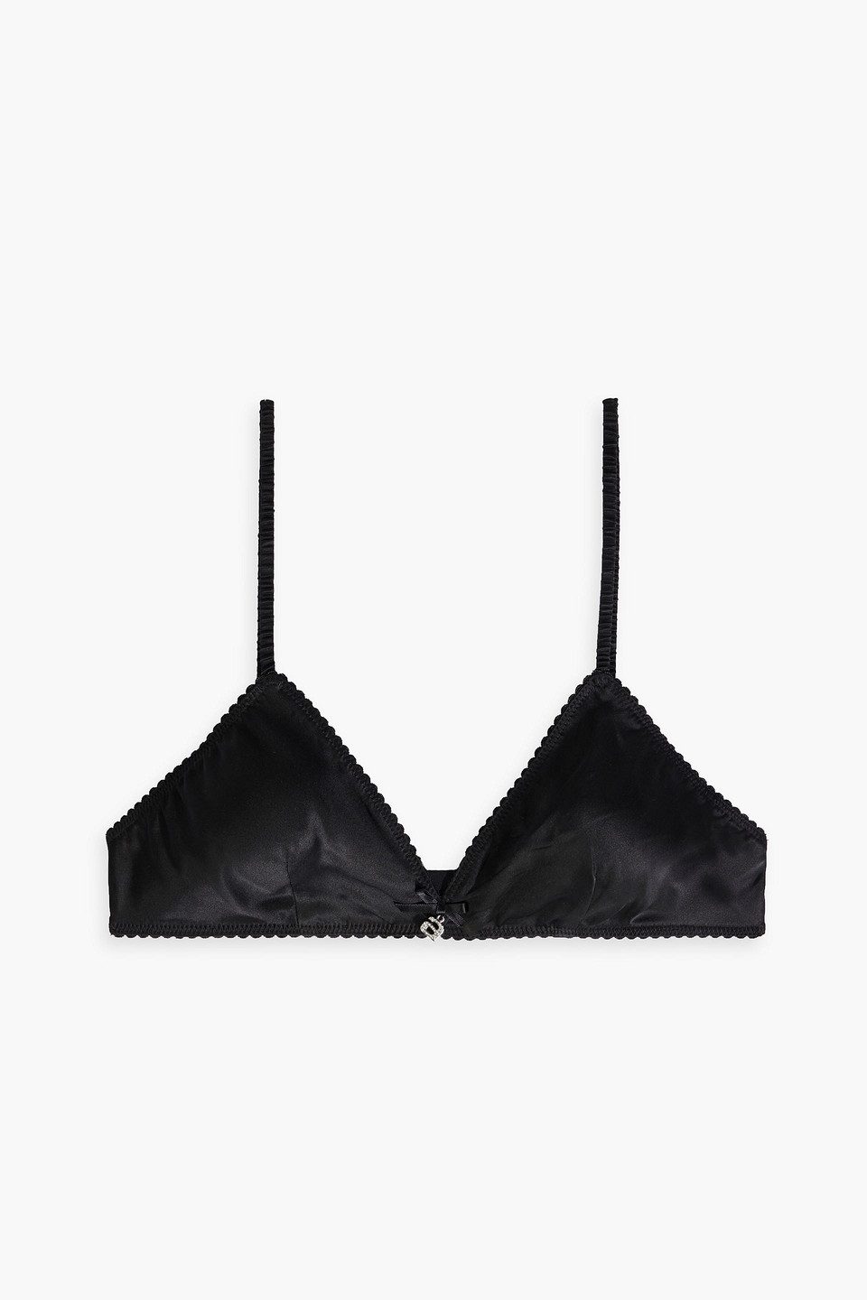 Embellished silk-satin triangle bra