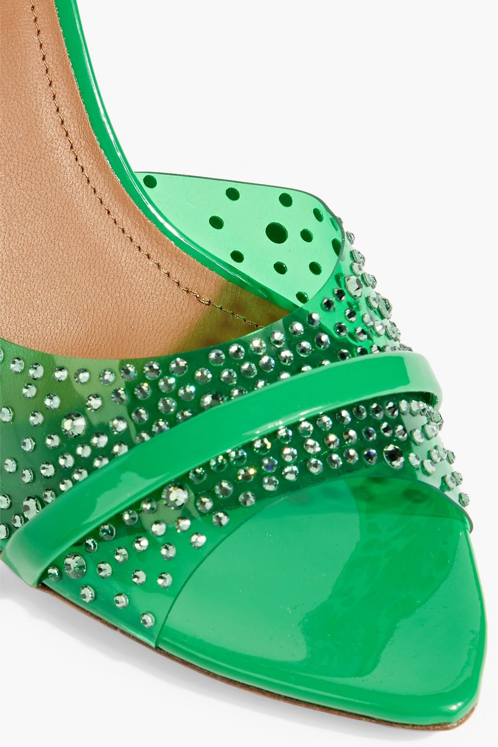 MALONE SOULIERS Julia 70 embellished PVC and patent-leather mules