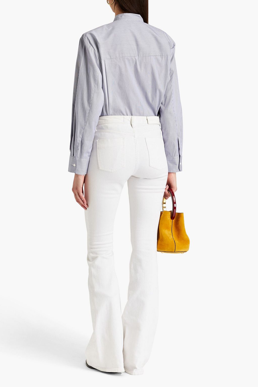 SANDRO Striped cotton-poplin shirt
