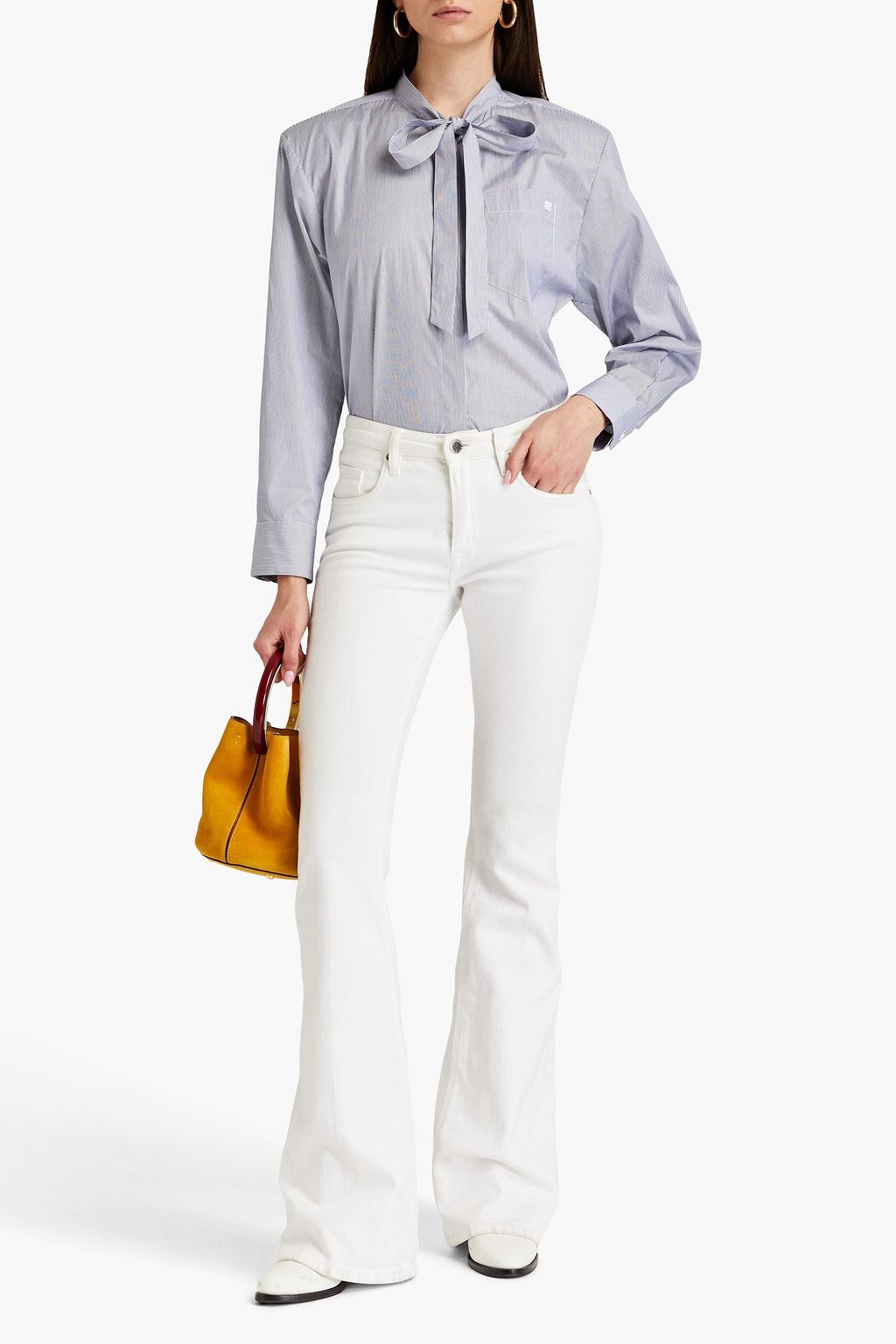 SANDRO Striped cotton-poplin shirt
