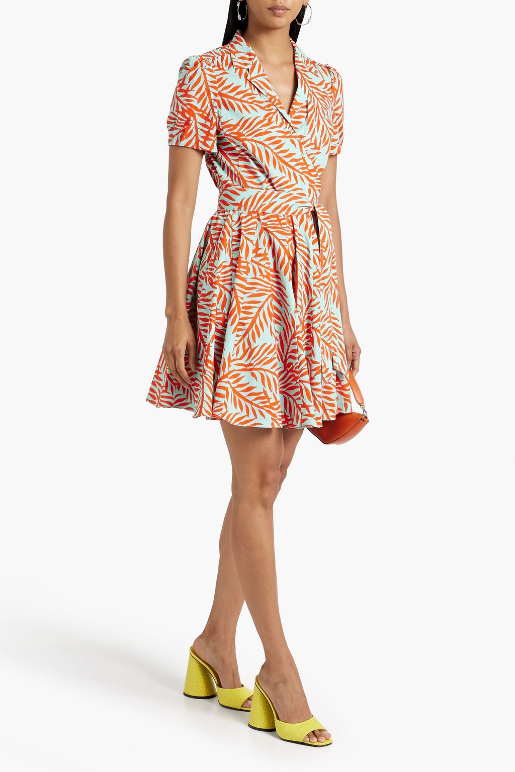 DIANE VON FURSTENBERG コットン混ポプリン ミニラップドレス フローラルプリント