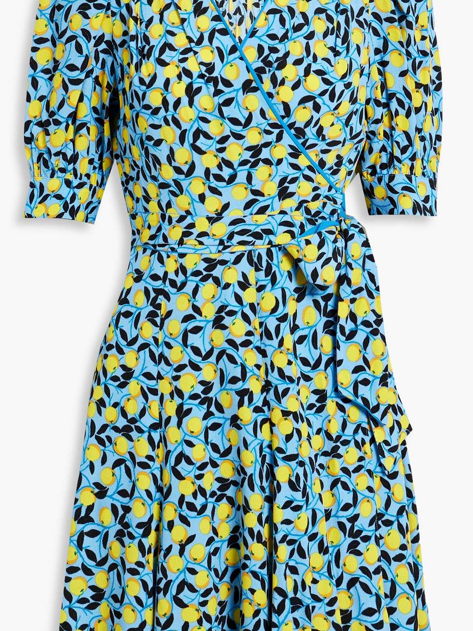elodie printed crepe mini wrap dress