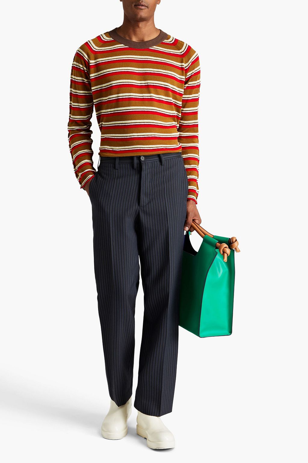 MARNI Striped wool-blend pants