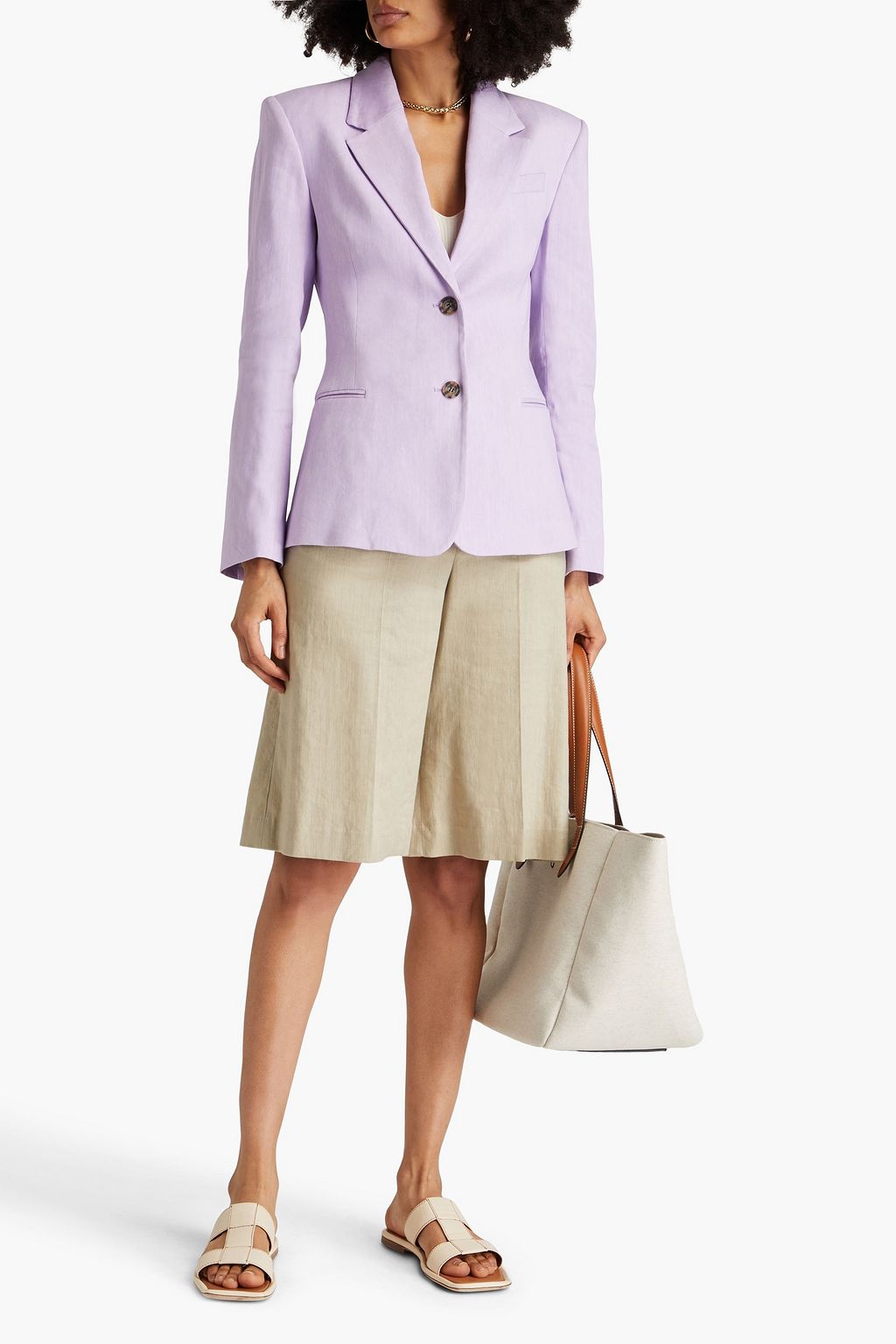 FRAME Femme linen-blend blazer