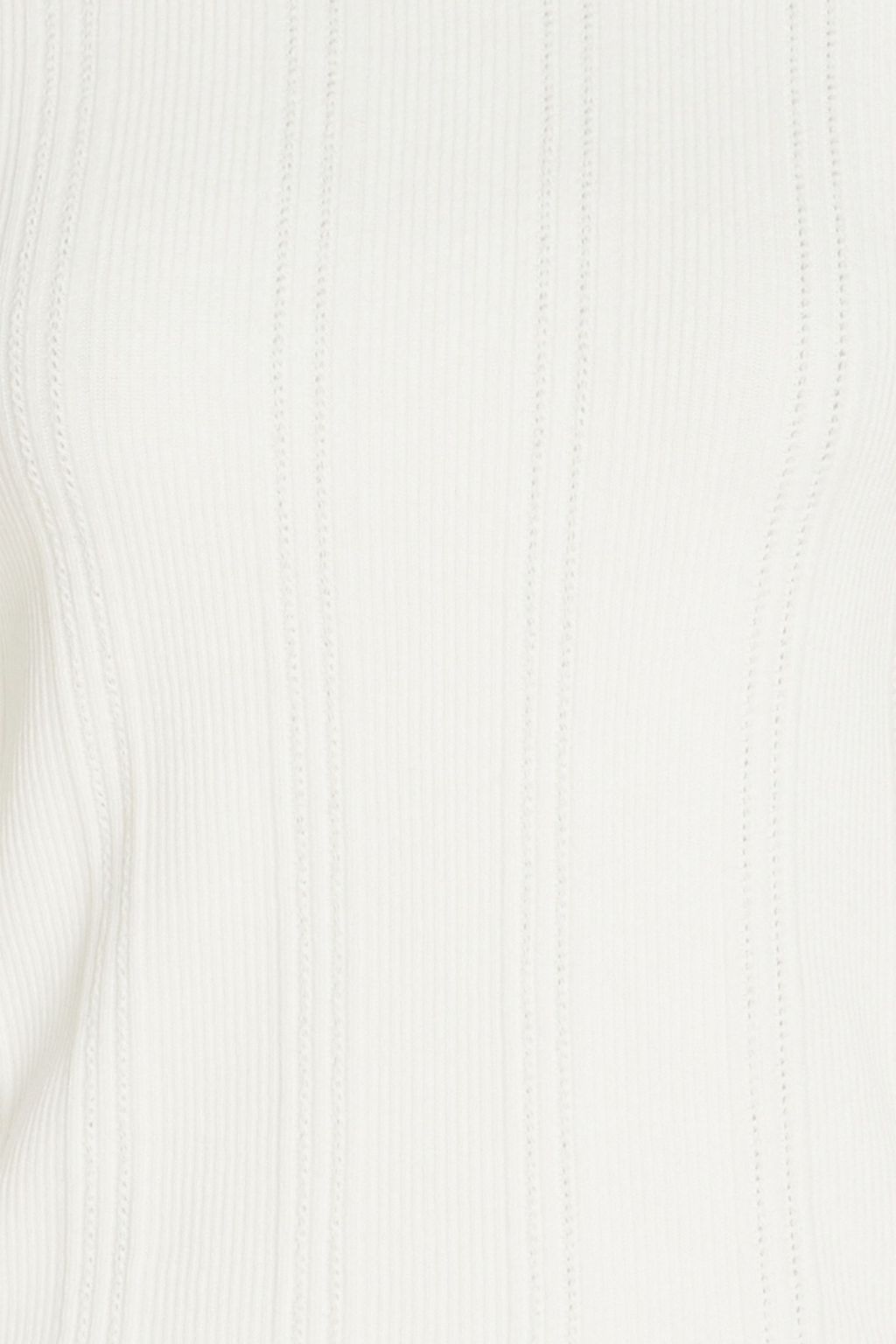 SANDRO Viviane Rollkragenpullover aus gerippter Stretch-Baumwolle mit Rüschen