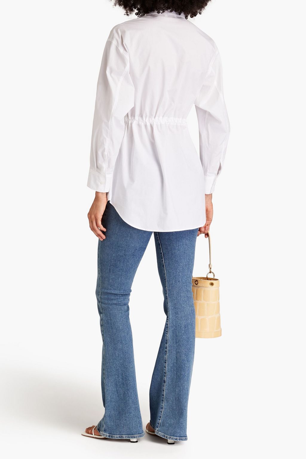 SANDRO Tie-detailed cotton-poplin shirt